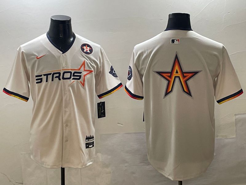 Men Houston Astros Blank Cream Three generations Joint Name 2025 Nike MLB Jersey style 7